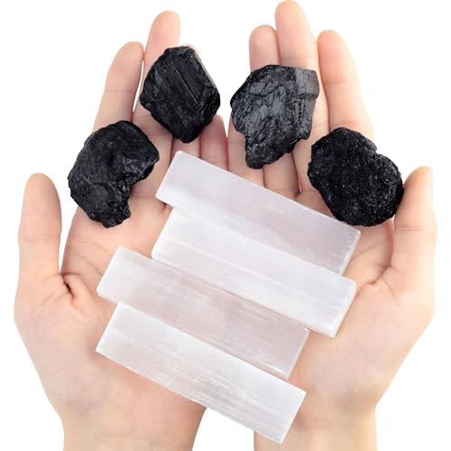 QINJIEJIE Protection Crystals Healing Stones Set 8 PCS Raw Crystal Crystal Home Protection