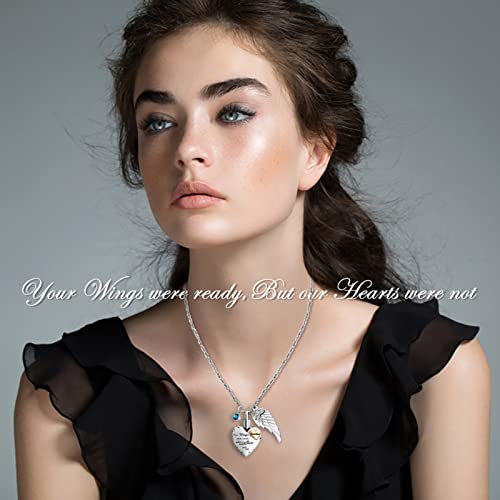abooxiu Heart Urn Necklaces for Ashes with 12 Pcs Birthstones Cremation Necklace for Ashes Stainless Steel Cremation Jewelry - Your Wings Were Ready, But My Heart Was Not Grandma