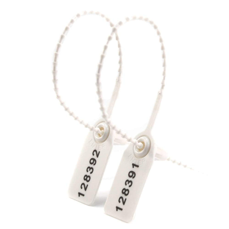 [Australia - AusPower] - Tamper Proof Zip Ties Plastic Security Seal Disposable Self Locking Security Tags Numbered Pull Tite Label Signage for Fire Extinguisher Truck 250mm Pack of 100 (White) 