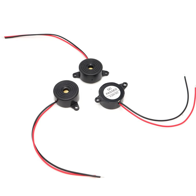 [Australia - AusPower] - 4pcs DC 3-24V Active Piezo Buzzer with Lead Wire 2312 High Decibels Continuous Sounder Electronic Buzzer Alarm 23x12mm 