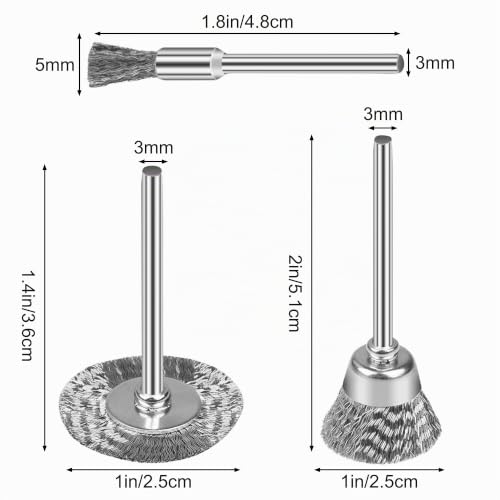 45 Stainless Steel Wire Brush Set T Brushes for Drill | 45 T shaped stainless steel wire brushes plus tweezers for drill, polishing, grinding and cleaning.