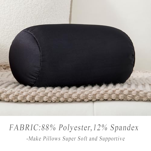 Squishy Microbead Neck Pillow, 7Inch x 12Inch Soft Travel Body Bed Pillow Bean Pillow for Kids Adult Chair Sleeping Car Seat, Fun Dormroom (Black) Black