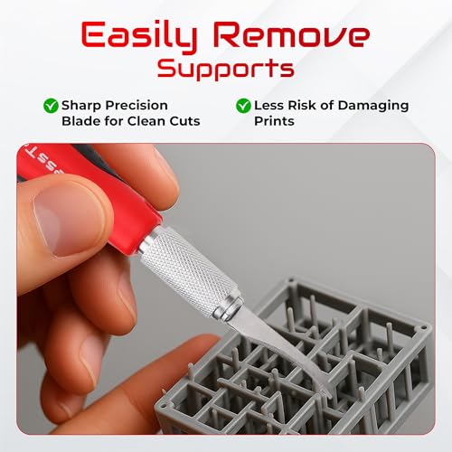 3D Printer Knife Set - Cutting Tool for 3D Printing Post-Processing, Easily Remove Support Structures - Cuts PLA, ABS, PETG, etc. (Complete Knife Set (Includes 6 Replacement Blades) Complete knife set (including 6 spare blades)
