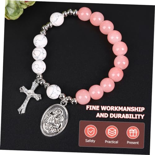 BESTYASH Cross Beaded Bracelet Delicate Cross Pendant Rosary Bracelet for Women for Special Occasions Like Birthdays Mother Day and Christmas