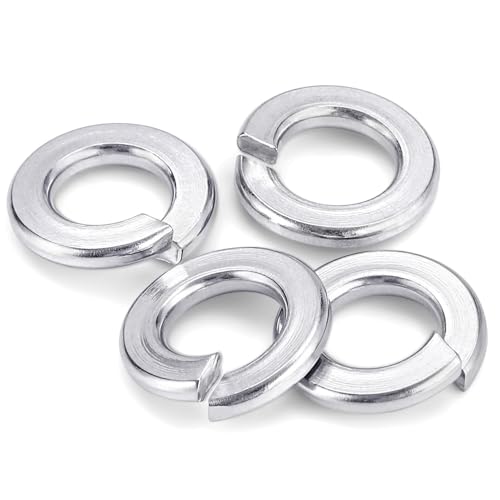 Suneke 1-1/4-inch silver zinc-plated carbon steel spring lock washers, 10-piece set