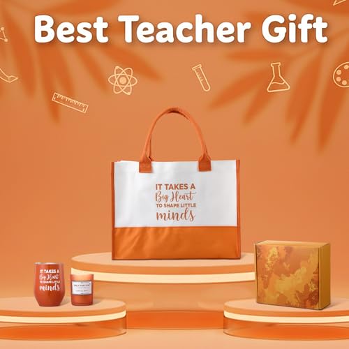 Funnymoom 10 Pcs Teacher Appreciation Gifts Set Thank You Ideas Gifts Best Retirement Appreciation Presents Birthday Souvenirs for Women Employees Coworkers Gift(Orange) Orange