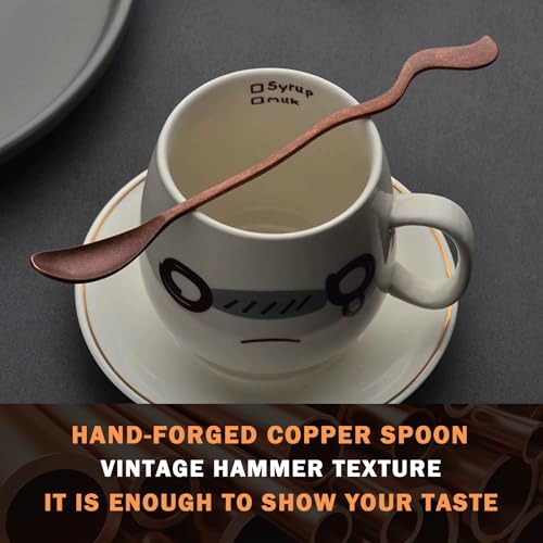 7.08-Inch Vintage Coffee Spoon, Hand-Forged Antique Copper Spoon, Suitable for Stirring Coffee, Milk, And Cocktails (4) 4