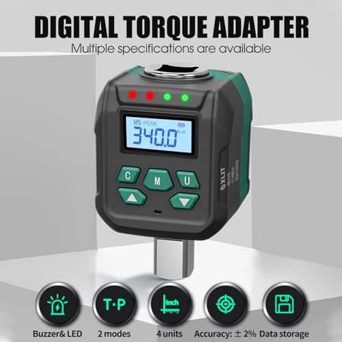 XLIT 1/2-inch digital torque wrench adapter, 7.5–250 ft-lb (10–340 Nm) range
