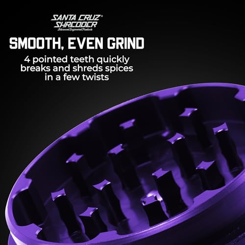 Santa Cruz Shredder Metal Herb Grinder Knurled Top for Stronger Grip 3-Piece Large 2.7" (Purple) Purple