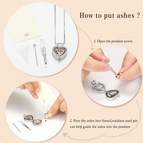 Minicremation Tree of Life Cremation Jewelry Crystal Heart Urn Ashes of Loved One Necklace for Women Funeral Memorial Keepsake Necklace Ashes Holder Silver&Rose Gold
