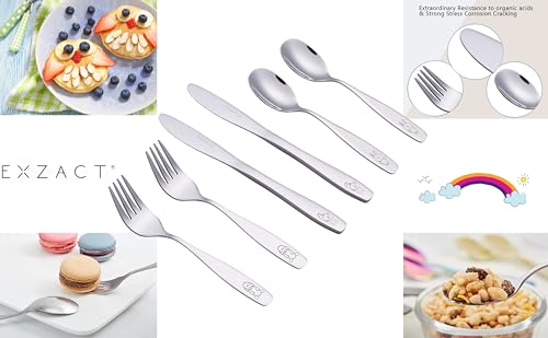 Exzact Children Cutlery Set 6pcs Stainless Steel Kids Toddler 24M+ (Pack of 2)