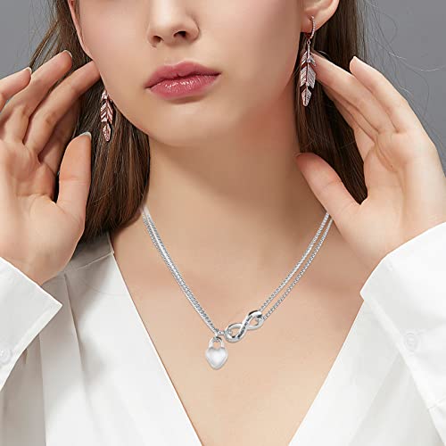 XIUDA Infinity Urn Necklace for Human Ashes Always in My Heart Cremation Necklace Stainless Steel Memorial Ash Jewelry for Women Silver