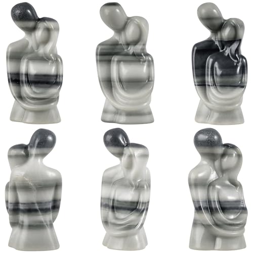 mookaitedecor Natural Crystal Hugging Couple Statue Figurine Black&grey