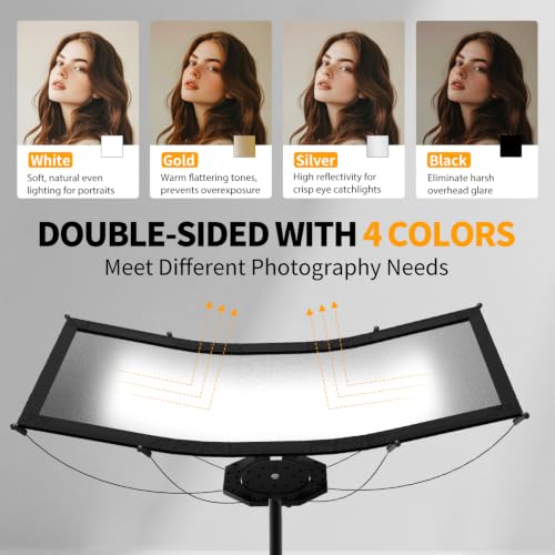 Photography Reflector with Stand, 59"x24" U-Shaped Light Reflector Kit 59"x24"