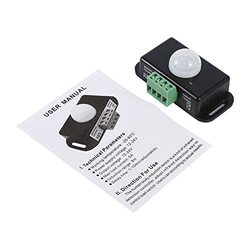 Qiilu Small 12V Motion Sensor 8×5×5DC 12V 24V Body Safety Infrared PIR Motion Sensor Detector Switch for LED Light Bar