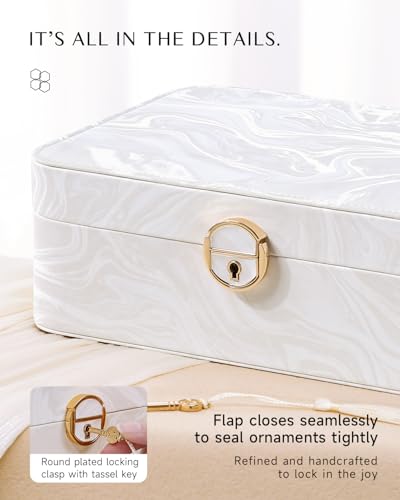CASEGRACE 2-Layer Jewelry Box with Removable Tray, Portable Jewelry Organizer for Earrings Necklaces Rings, Gift for Women Girls on Birthday Valentine's Day (Fluorescent white) Fluorescent white