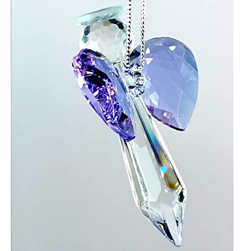 Clear Guardian Angel Suncatcher, Handmade 1.96 Inch Home Window Decoration for Christmas Tree