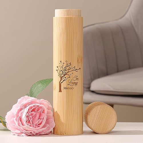 Up to 20 lbs Eco Bomboo Scattering Urn with Velvet Bag– Biodegradable Scattering Tube for Ashes - Travel Urn for Human Ashes (Set of 4, Tree of Life) Set of 4