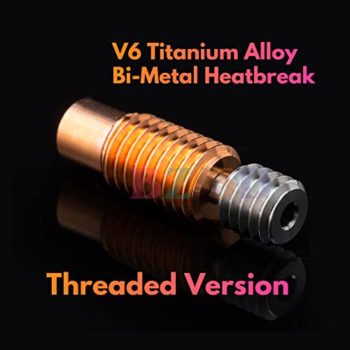 2PCS V6 Bi-Metal Heatbreak,Upgrade Copper+Titanium Alloy V6 All Metal BiMetal Heat Break for Prusa i3 MK2,MK2.5,MK3,MK3S+ 3D Printer V6 Volcano Hotend,Heater Block 1.75mm Filament. 2pcs Bi-metal