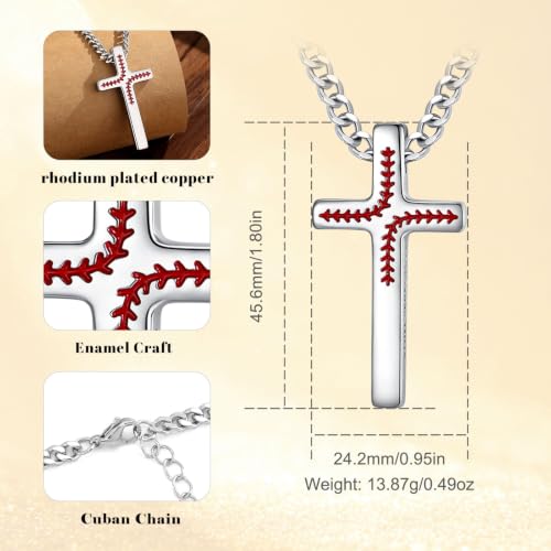 AEONSLOVE Cross Necklace Men Women Religious Gifts Cross Pendant Rhodium-Plated Copper