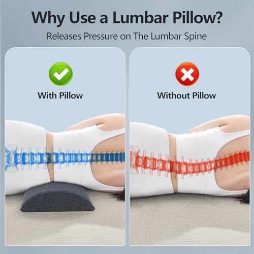 Cozyhealth - 2.95" H*18.7" L - Soft Small Lumbar Pillow for Sleeping, Memory Foam Back Lumbar Support Cushion for Lower Back Pain Relief Bed Waist Sleep Support Pillow for Side, Back(Dark Grey, Small) Dark Grey