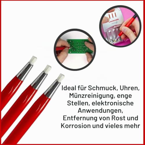 3 Pcs Fiberglass Scratch Brush Pen for Cleaning Jewelry, Watches, Coins, Electronic Applications, Rust and Corrosion Removal
