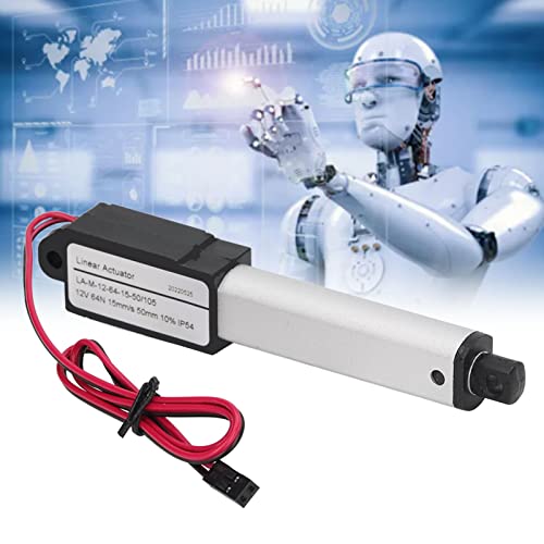 Linear Actuator, 12V Mini Electric Waterproof Linear Motion Actuator with End Limit Switches Mounting Brackets, Maximum Force 64N Micro Linear Actuator for Electric Door Opener Window Opener(50mm) 50mm