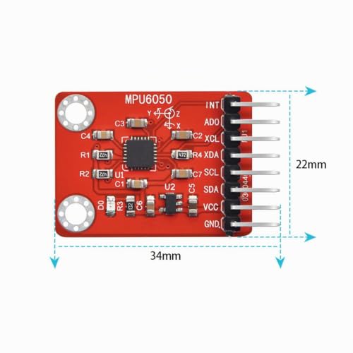 MPU6050 6-Axis Gyroscope Accelerometer Module with 16 Bit AD Converter Digital Motion Processor DMP IIC Interface