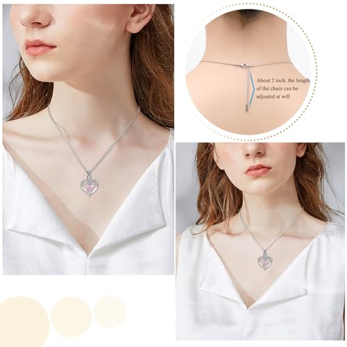 Oinsi Heart Cremation Jewelry Crystal Butterfly Urn Necklace for Ashes Stainless Steel Ash Necklace Memorial Keepsake Lokets for Ashes for Women Pink