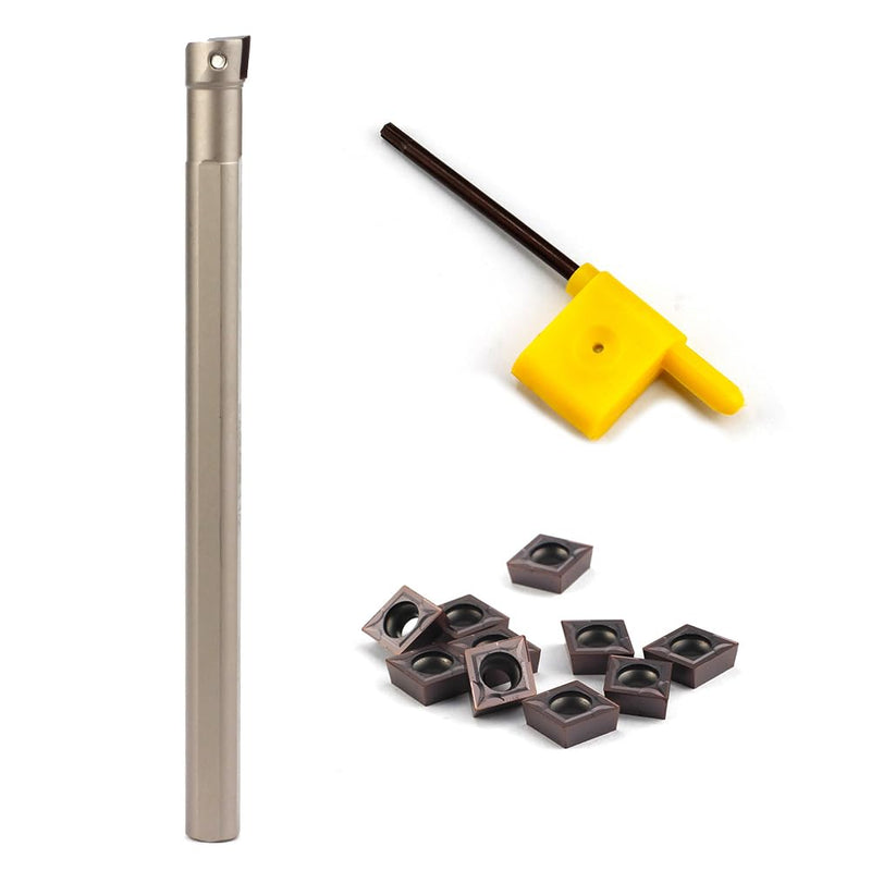 [Australia - AusPower] - 1/2" Lathe Internal Boring Bar, Right-Hand Sclcr Turning Tool Holder with 10 Pcs Indexable Carbide Turning Inserts CCMT09T304(CCMT32.5) 