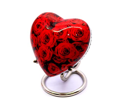 eSplanade Metal Cremation Mini Heart urn Keepsake Memorial | Small urn for Ashes Funeral Burial Container jar Pot (Red) Red