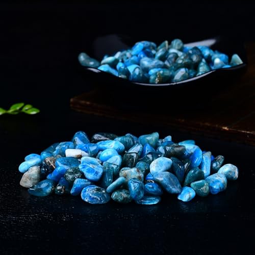 Natural Polished Apatite Tumbled Chips Crushed Crystal Stone, 7-9mm Healing Crystal Chips Bulk Healing Reiki Crystal Stones for Jewelry Making Home Decoration