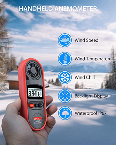 Wintact Handheld Anemometer Digital Wing Wind Speed Meter Pocket Airflow Speed Tester for Home HVAC Channel Outdoor Kite Boat Sailing Surfing