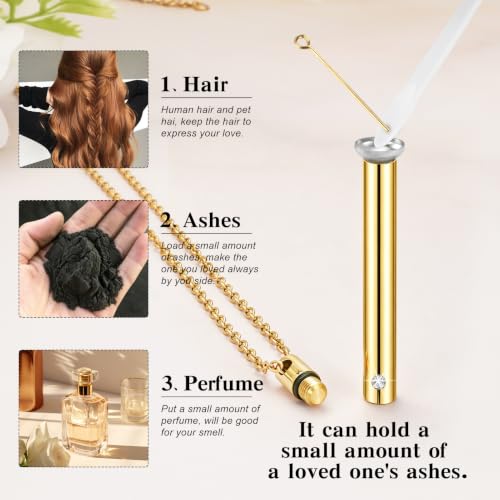 XIUDA Urn Necklace for Ashes Stainless Steel Cremation Necklace with Crystal Memorial Pendant Necklace gold