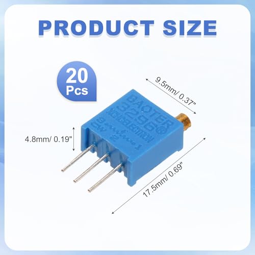 sourcing map 20Pcs 100 Ohm Multiturn Trimmer Potentiometer, 3296W Top Adjustable Variable Resistor High Precision Potentiometer for Precision Circuit Adjustment, DIY Electronics Projects 20