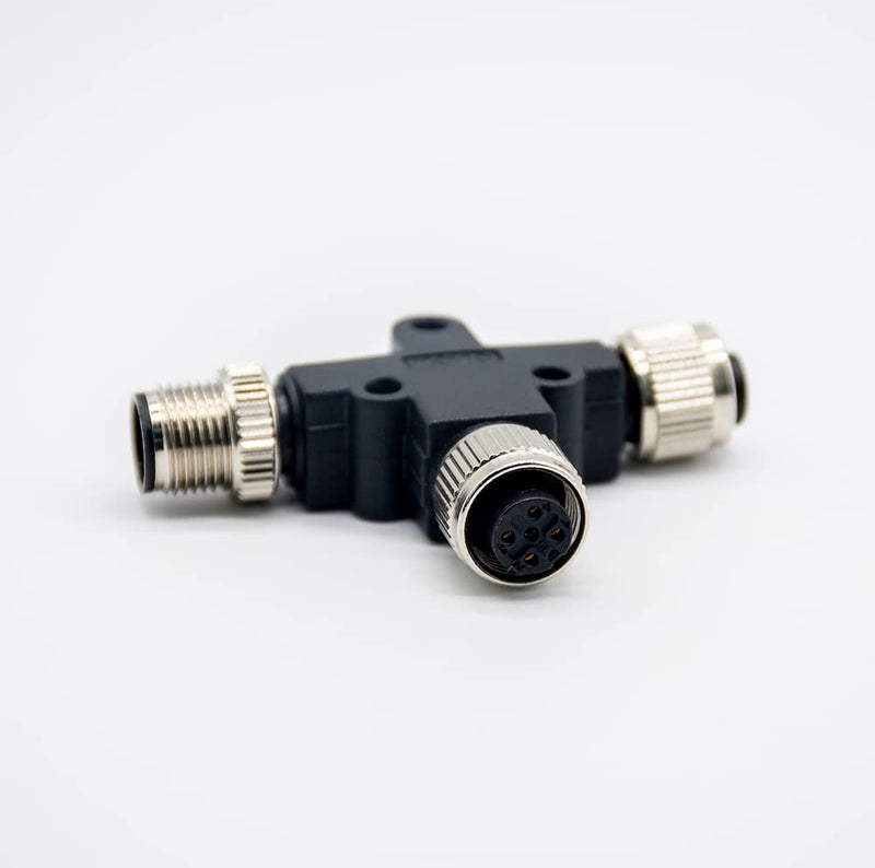 [Australia - AusPower] - M12 IP67 5 Pin Connector, M12 T Connector 5 Pin Male to Female A Code Unshiled Adapter Waterproof Field Assembly Wireable Connector Industrial Sensor Plug Adapter 