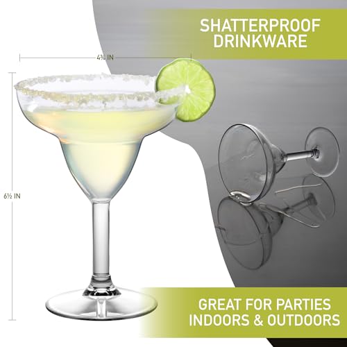 D'Eco Tritan 12 Oz Margarita Glasses, Shatterproof Glassware, 8 Pack