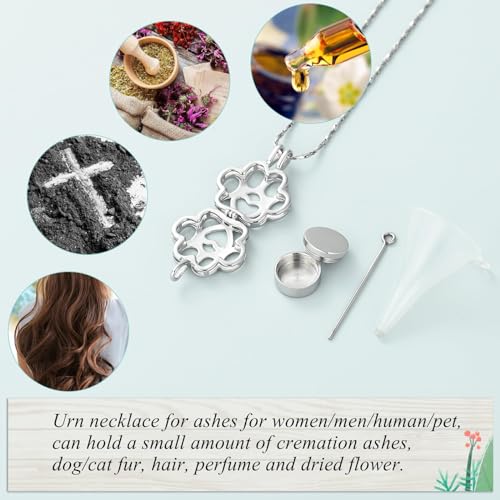Urn Necklace for Ashes Pet Dog Cat Paw Cremation Jewelry Stainless Steel Ashes Pendant Inside Mini Case Keepsake Memorial for Jewelry for Women Men