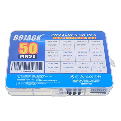 BOJACK 20 Values 50pcs SN74LS and SN74HC Series Low Power Logic IC Chip Assortment Kit for IC Chip Work