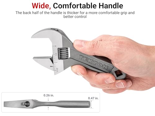 TEKTON 6-inch adjustable wrench with adjustable jaw, chrome finish, and ergonomic handle
