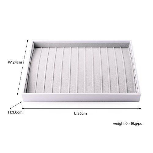 Oirlv Leather 13-Slot Necklace Display Tray White 13 Grids Necklace