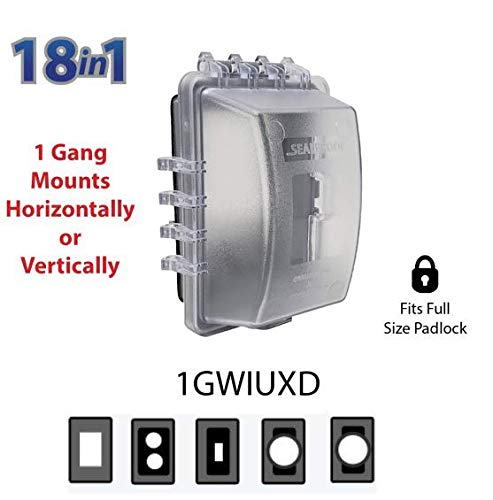 [Australia - AusPower] - Sealproof 1-Gang Weatherproof In Use Outlet Cover | Horizontal/Vertical Outdoor Plug and Receptacle Protector, Lockable Bubble Cover, UL Extra Duty Compliant, 18 Configurations Clear Frost 
