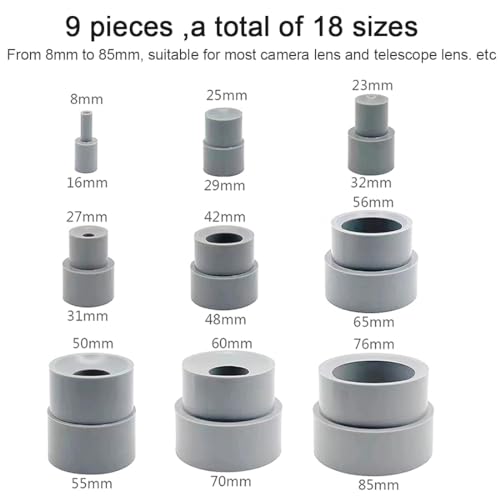 Camera DSLR Lens Repair Tool Ring, 8-83mm 9 Pcs 18 Sizes Camera Lens Removal Tool Openning Repairing Accessories for Camera Lens Remover Ring Kit (Lens Openning Ring)