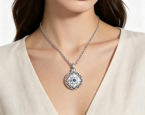 NanMuc Nautical Compass Cremation Jewelry for Ashes Urn Necklace Memorial Ash Pendant Keepsake Jewelry Dad Brother Bereavement Gifts