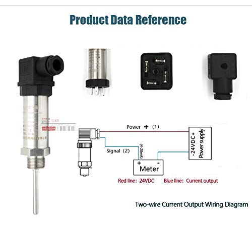 [Australia - AusPower] - TWTADE Industrial Temperature Sensor Temperature Transmitter -50°C~+150°C, 2-Wire 4-20mA Signal Output 1/4" NPT, Male Thread, Probe Rod Length: 30MM 1/4"NPT-30MM 