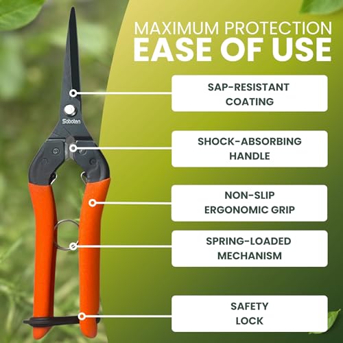 forest Originals Saboten 7.9-inch Japanese harvesting shears with straight fluorine-coated stainless steel blade