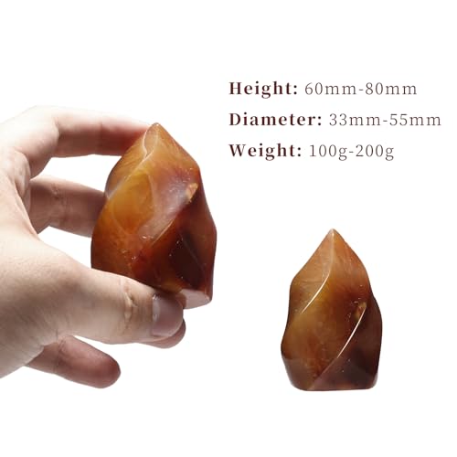 mookaitedecor Carnelian Crystal Flame Tower Standing Torch Point Stone Red 0.22-0.44 LB