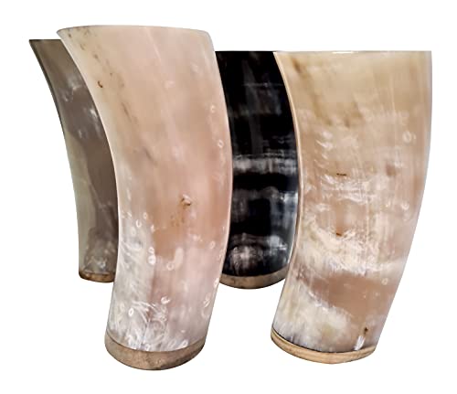 Viking Drinking Horn Glasses Set of 4 friends Handmade Medieval Ale Beer mugs Norse Drinkware for Men celebrational ox horn drinks