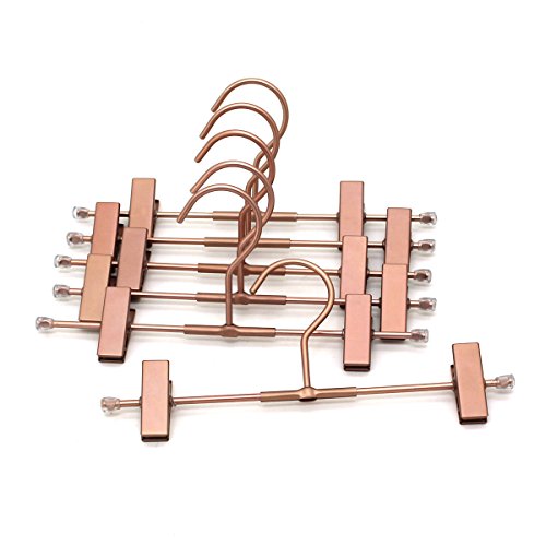Pants Hangers 11.8" Space Saving Rose Gold Clothes Skirts Hanger 20 Pack Adjustable Clips for Jeans Trousers Display Closet Storage Scarves Slack Garment Multifunctional Rack