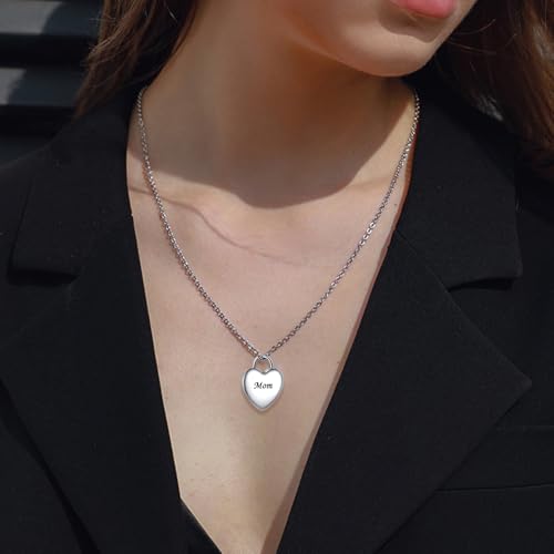 Heart Locket Cremation Jewelry for Ashes Urn Necklace for Women Men Family Carved Memorial Urn Pendant Ashes Holder Mom